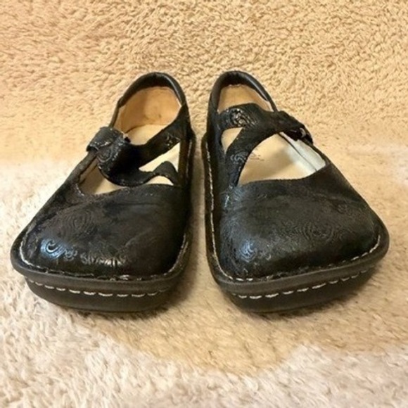 Alegria Paloma Black Paisley Leather Mary Jane Rocker Shoes JIL-561 Womens 8 W - Picture 2 of 9